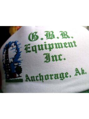 Vintage Trucker Hat G.B.R. Equipment Inc. Anchorage AK Green & White Headliner